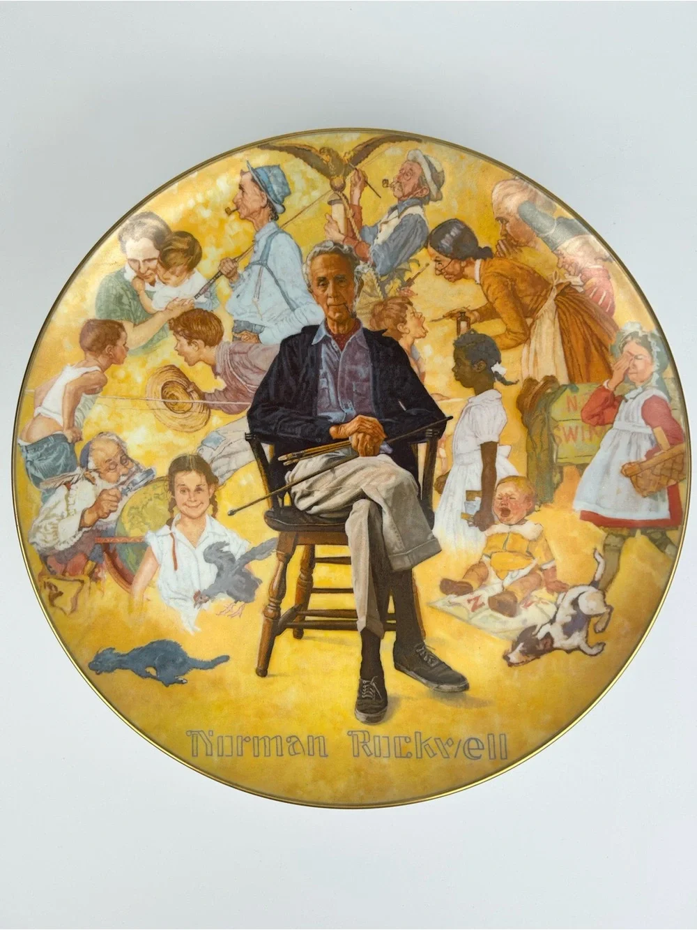 FINAL SALE! Viletta Norman Rockwell Remembered 1979 Collector Plate Gold Trim